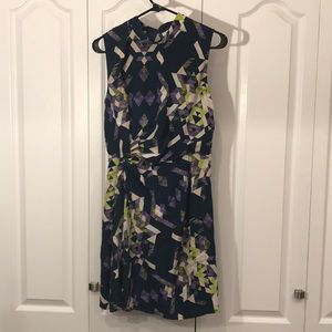 Sleeveless high-neck multi-colored Cocktail dress